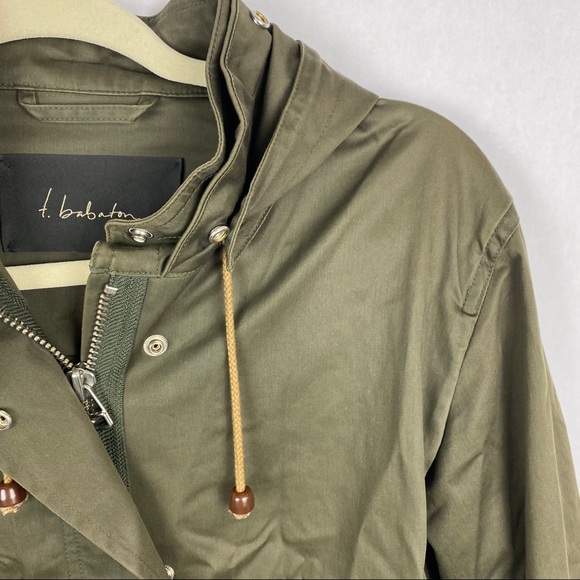Aritzia T. Babaton Jacket Coat Detachable Hood Green Lightweight Size Small - Picture 3 of 7